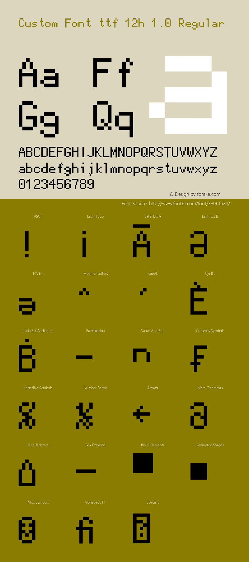 Custom Font ttf 12h 1.0 Version 1.0图片样张