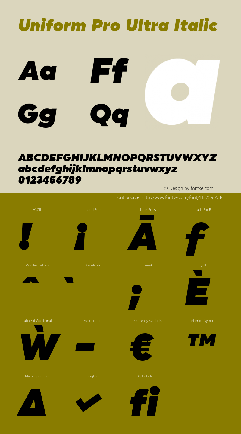 Uniform Pro Ultra Italic 1.000图片样张