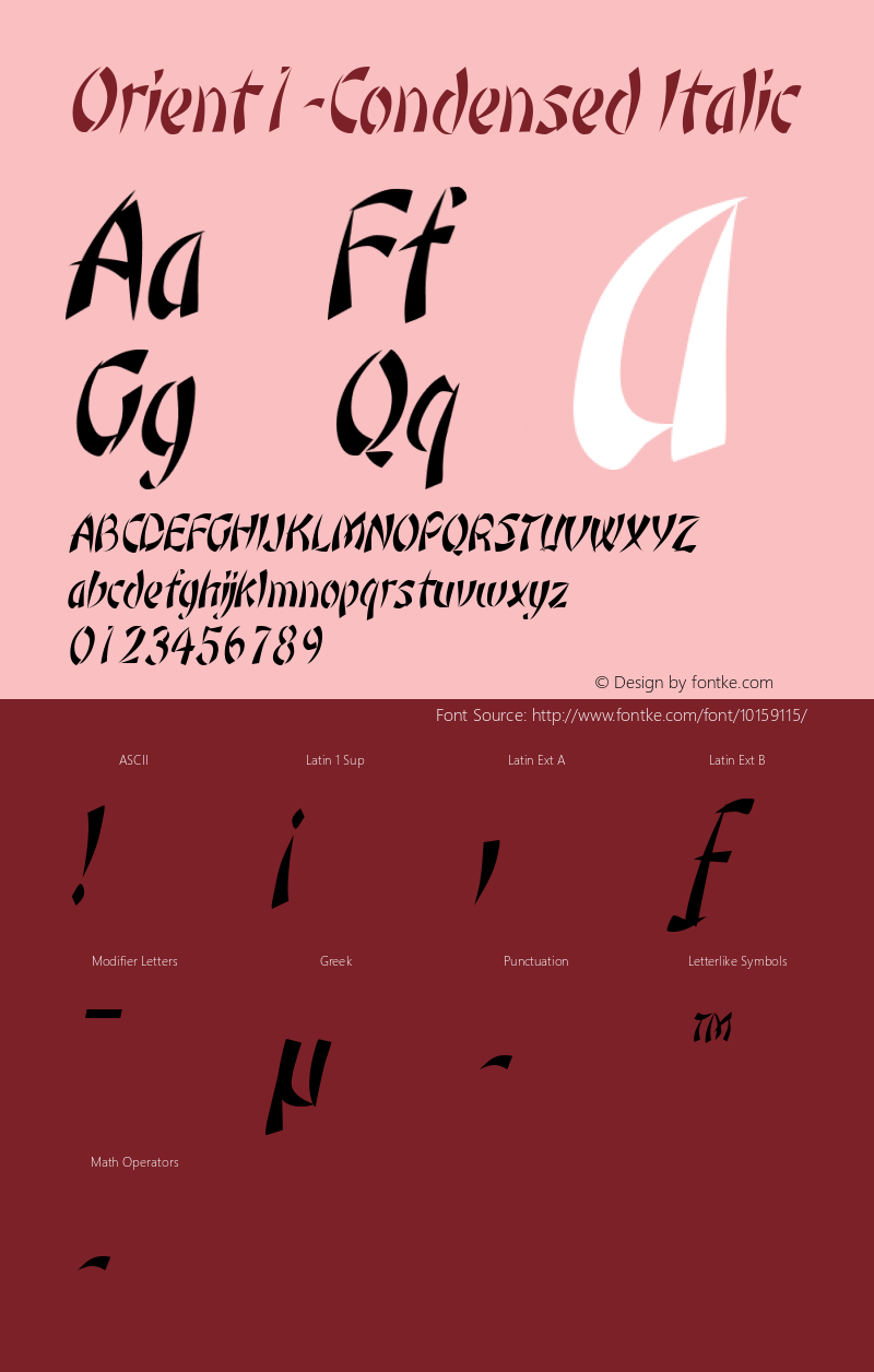 Orient1-Condensed Italic 1.0/1995: 2.0/2001图片样张