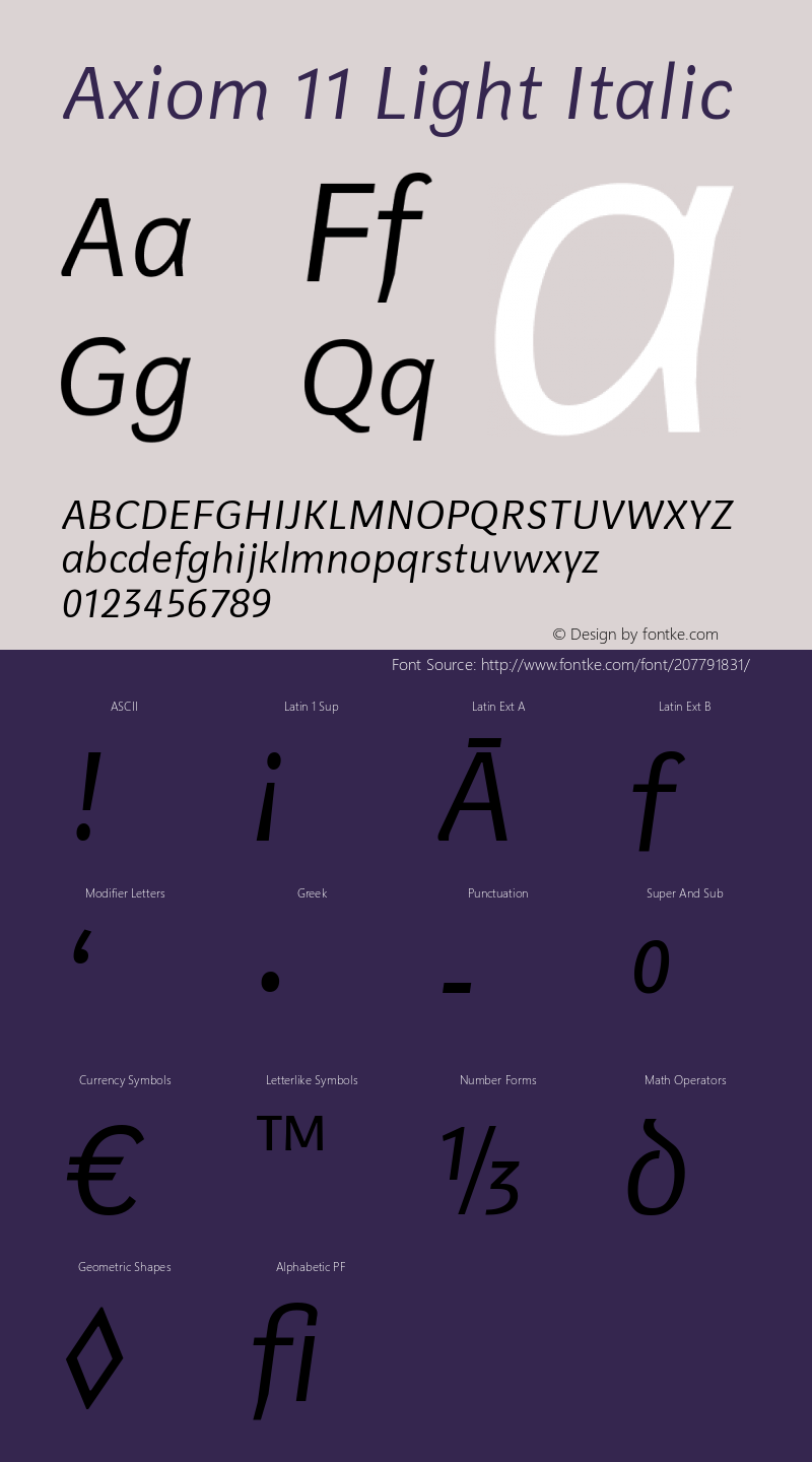 Axiom 11 Light Italic Version 2.001 | web-ttf图片样张