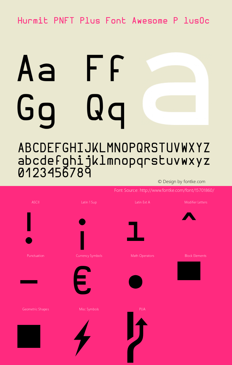 Hurmit PNFT Plus Font Awesome P lusOc Version 1.21;Nerd Fonts 0.5.图片样张