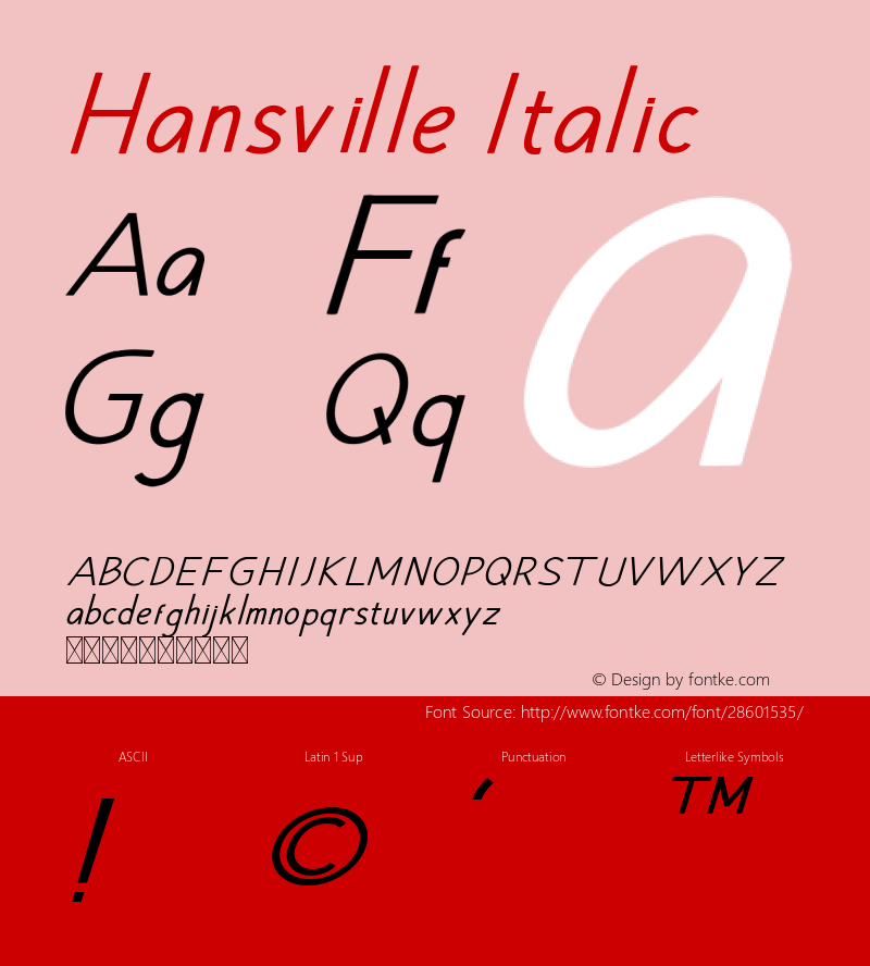 Hansville Italic Version 1.003;Fontself Maker 3.1.1图片样张