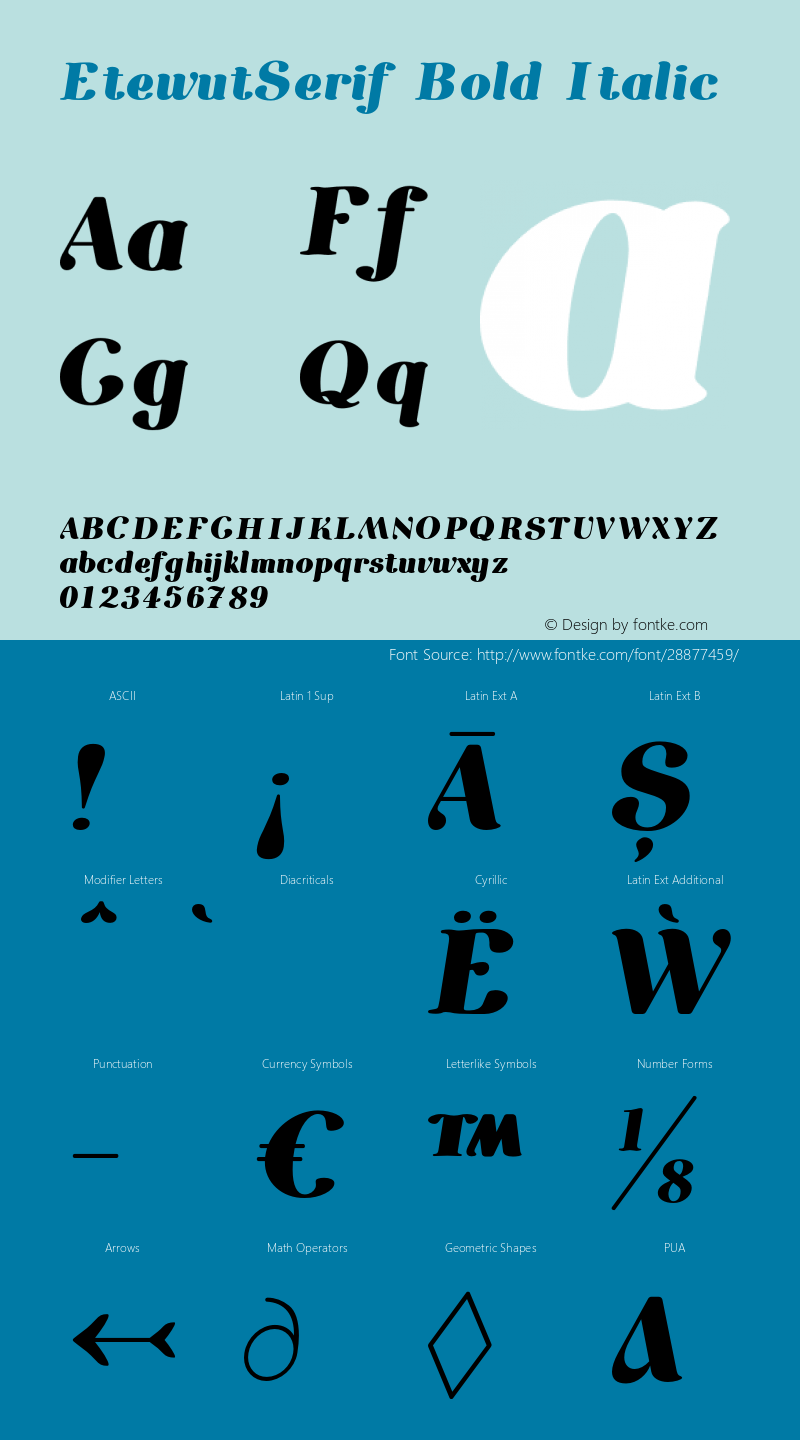 EtewutSerif-BoldItalic Version 1.000图片样张