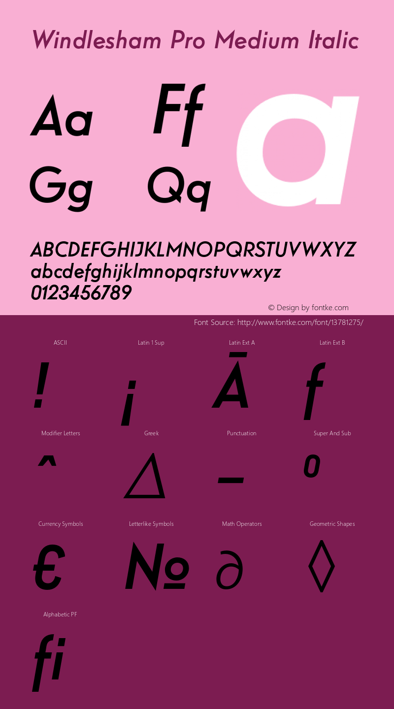 Windlesham Pro Medium Italic Version 1.000图片样张