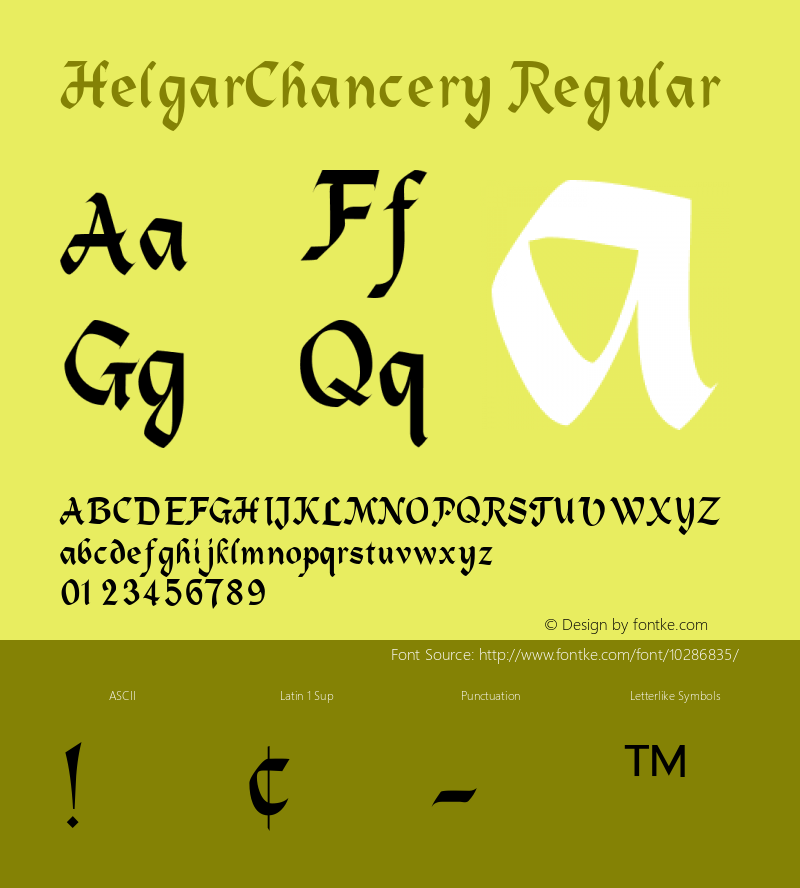 HelgarChancery Regular Macromedia Fontographer 4.1.5 5/14/98图片样张