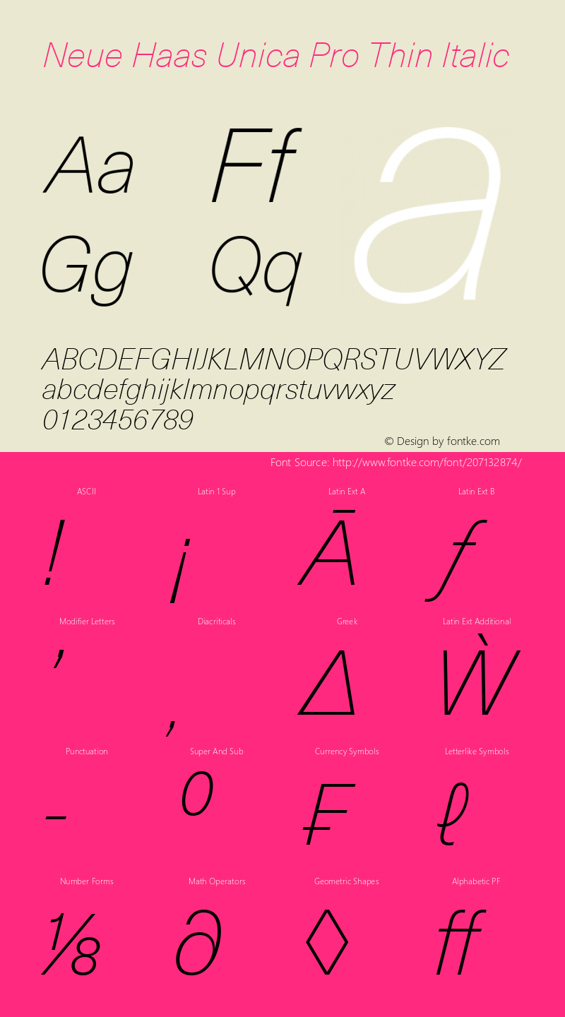 Neue Haas Unica Pro Thin Italic Version 1.1图片样张