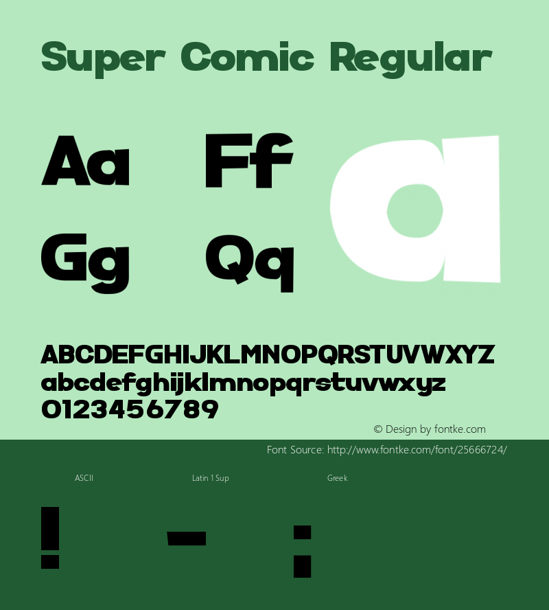 Super Comic Version 1.00;April 12, 2018;FontCreator 11.5.0.2422 64-bit图片样张