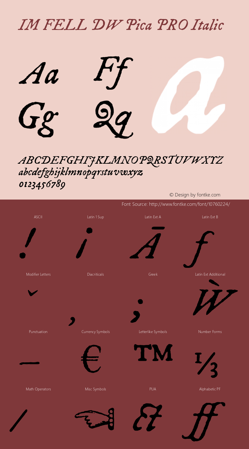 IM FELL DW Pica PRO Italic 3.00图片样张