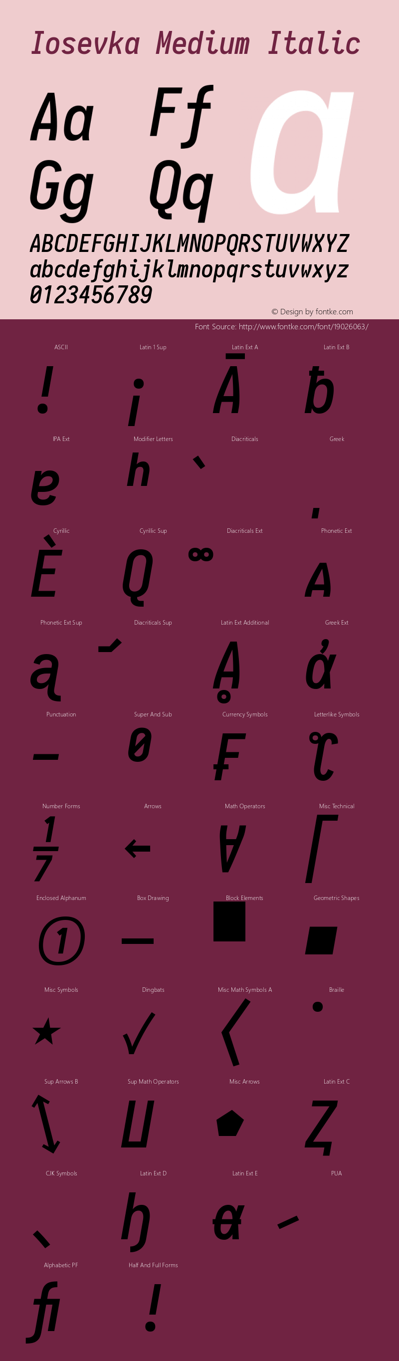 Iosevka Medium Italic 1.12.1; ttfautohint (v1.6)图片样张