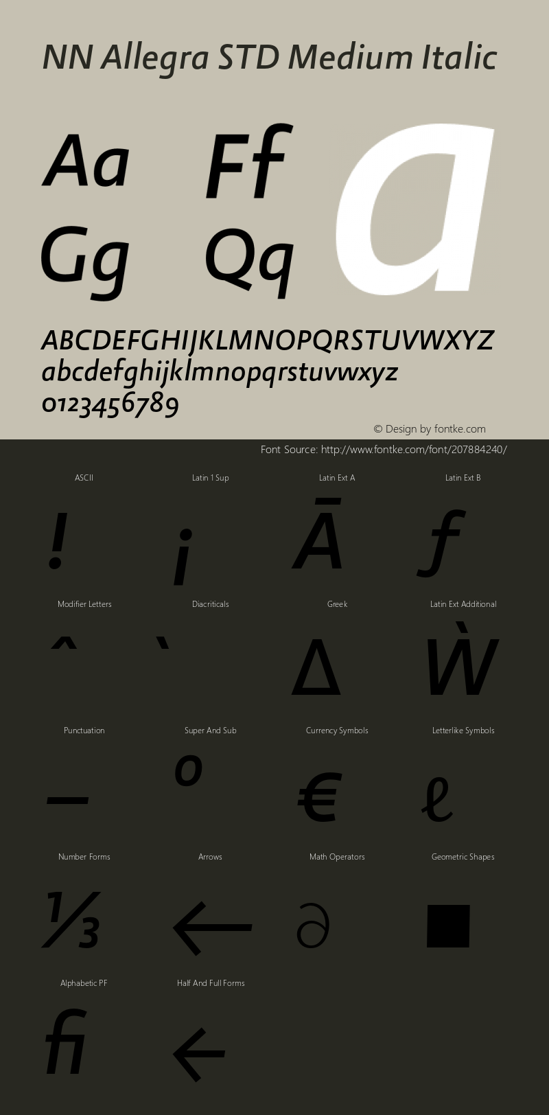 NN Allegra STD Medium Italic Version 2.006图片样张