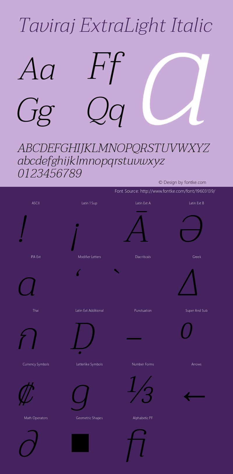 Taviraj ExtraLight Italic Version 1.001图片样张