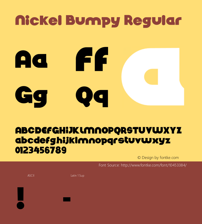 Nickel Bumpy Regular Version 1.00 October 21, 2012, initial release图片样张