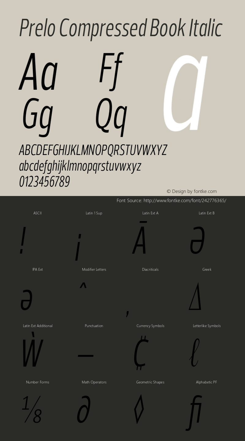 Prelo Compressed Book Italic Version 1.001;PS 001.001;hotconv 1.0.70;makeotf.lib2.5.58329图片样张