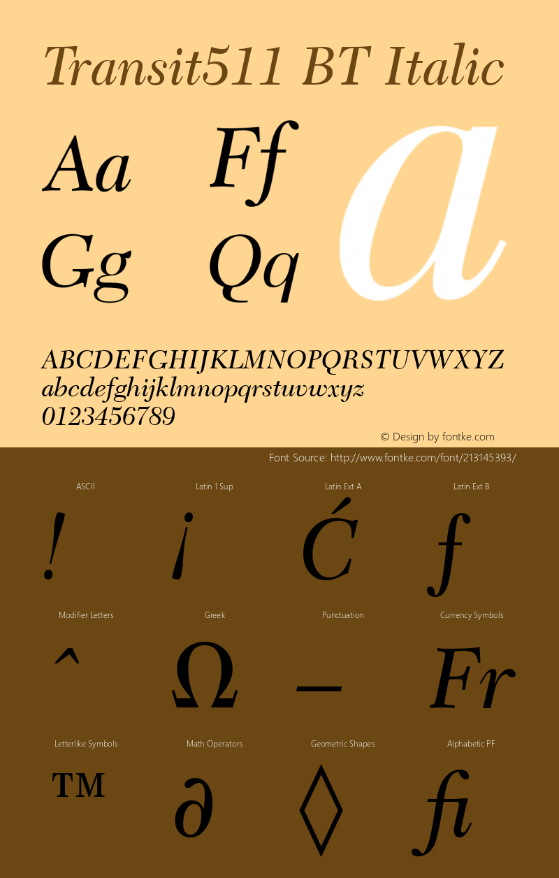 Transit511 BT Italic Version 1.01 emb4-OT图片样张