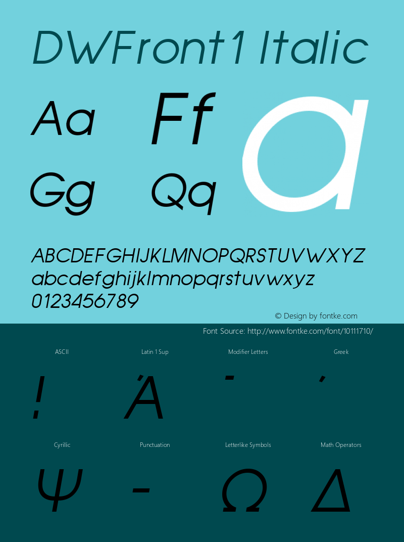 DWFront1 Italic 10/24/2002图片样张