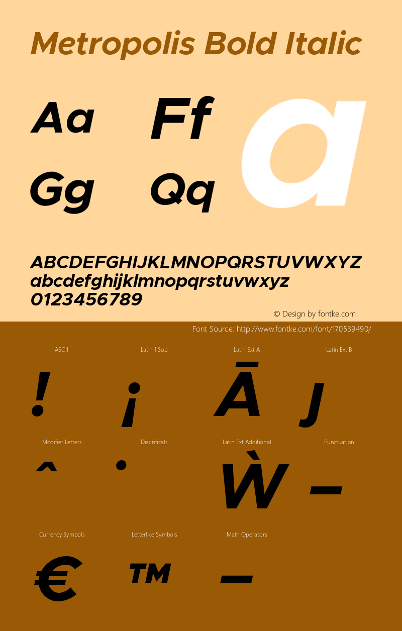 Metropolis Bold Italic Version 11.000图片样张