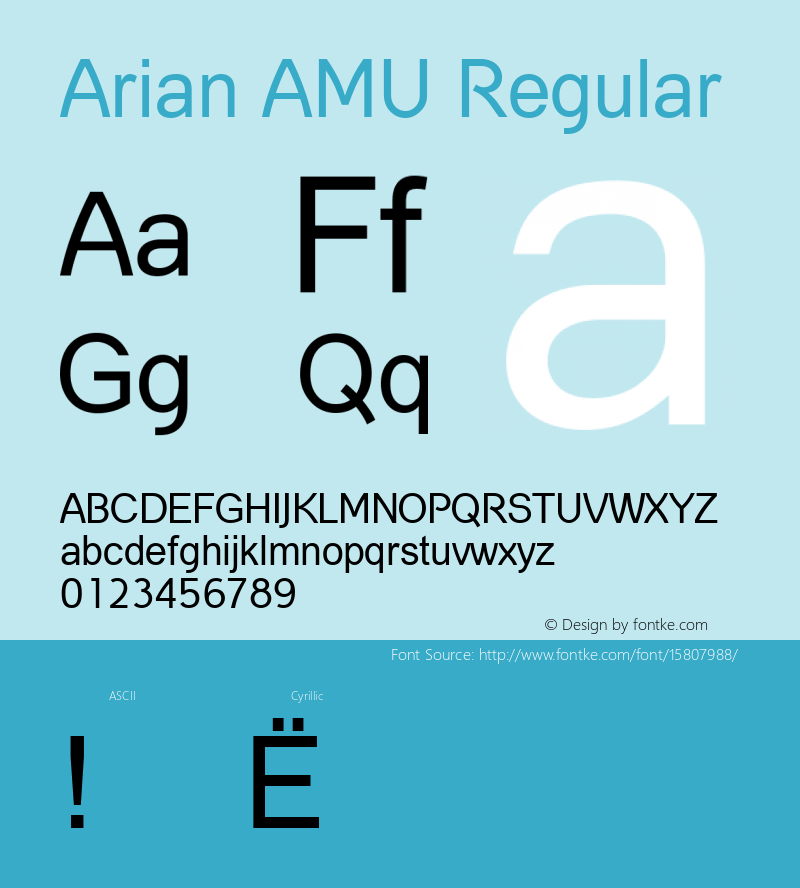 Arian AMU Regular Version 3.001 1999; ttfautohint (v1.4.1)图片样张