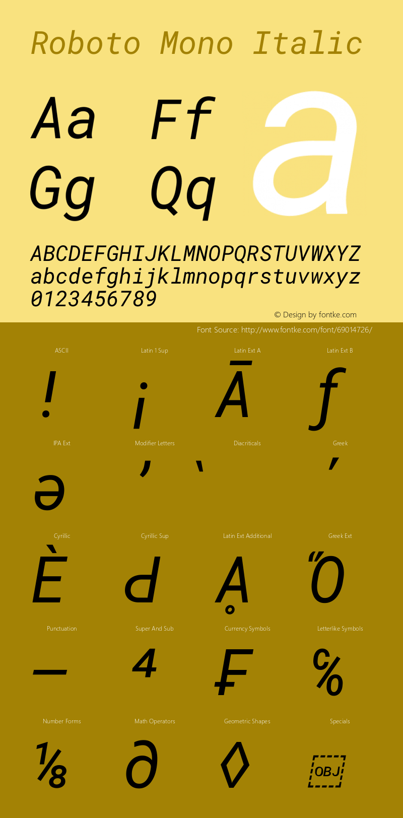 Roboto Mono Italic Version 3.000图片样张