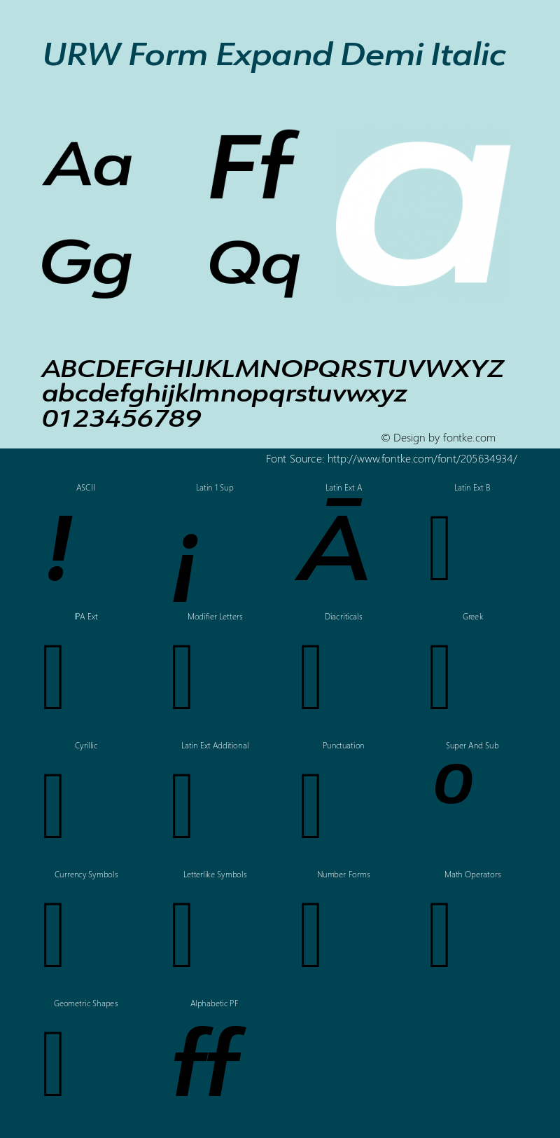 URW Form Expand Demi Italic Version 1.00图片样张