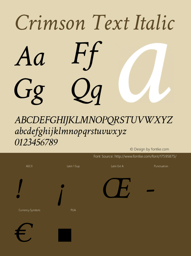 Crimson Text Italic Version 0.12图片样张