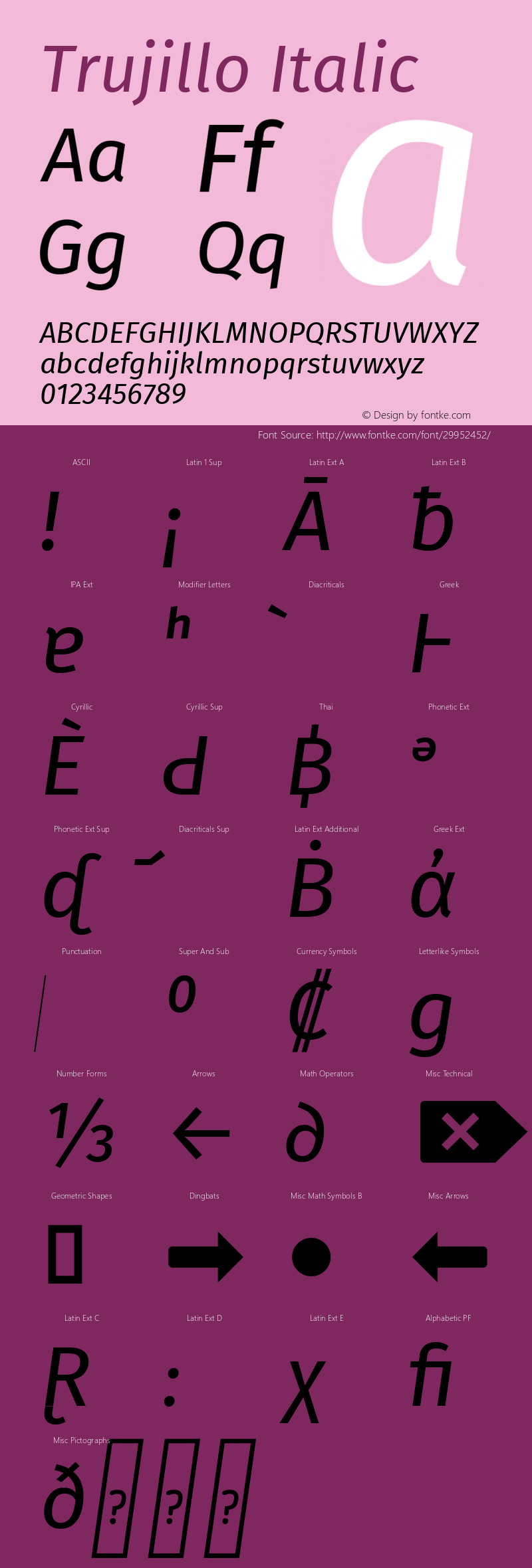 Trujillo Italic Version 4.301;May 18, 2019;FontCreator 11.5.0.2425 64-bit图片样张