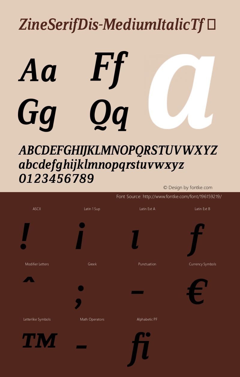 ☞ZineSerifDis-MediumItalicTf Version 4.460 2001; ttfautohint (v1.5);com.myfonts.easy.fontfont.zine-serif.dis-medium-italic-tf.wfkit2.version.38t7图片样张