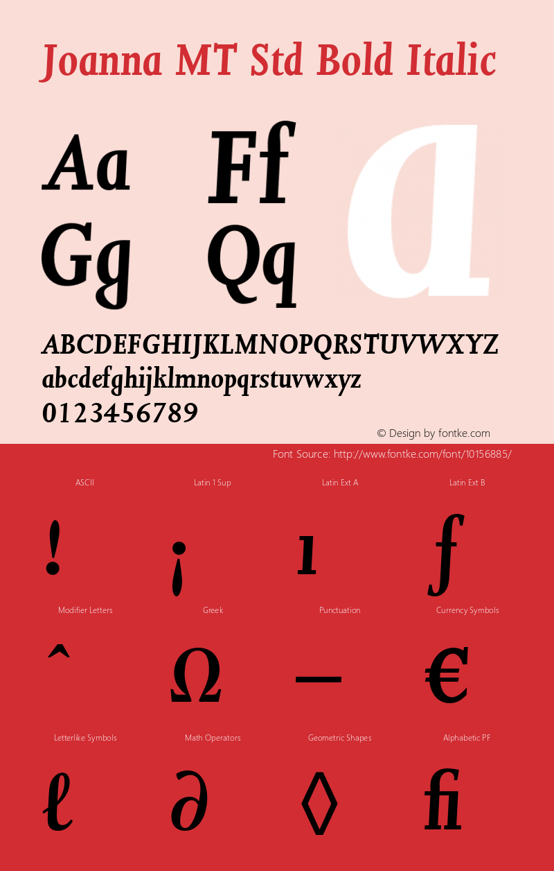 Joanna MT Std Bold Italic Version 1.047;PS 001.001;Core 1.0.38;makeotf.lib1.6.5960图片样张