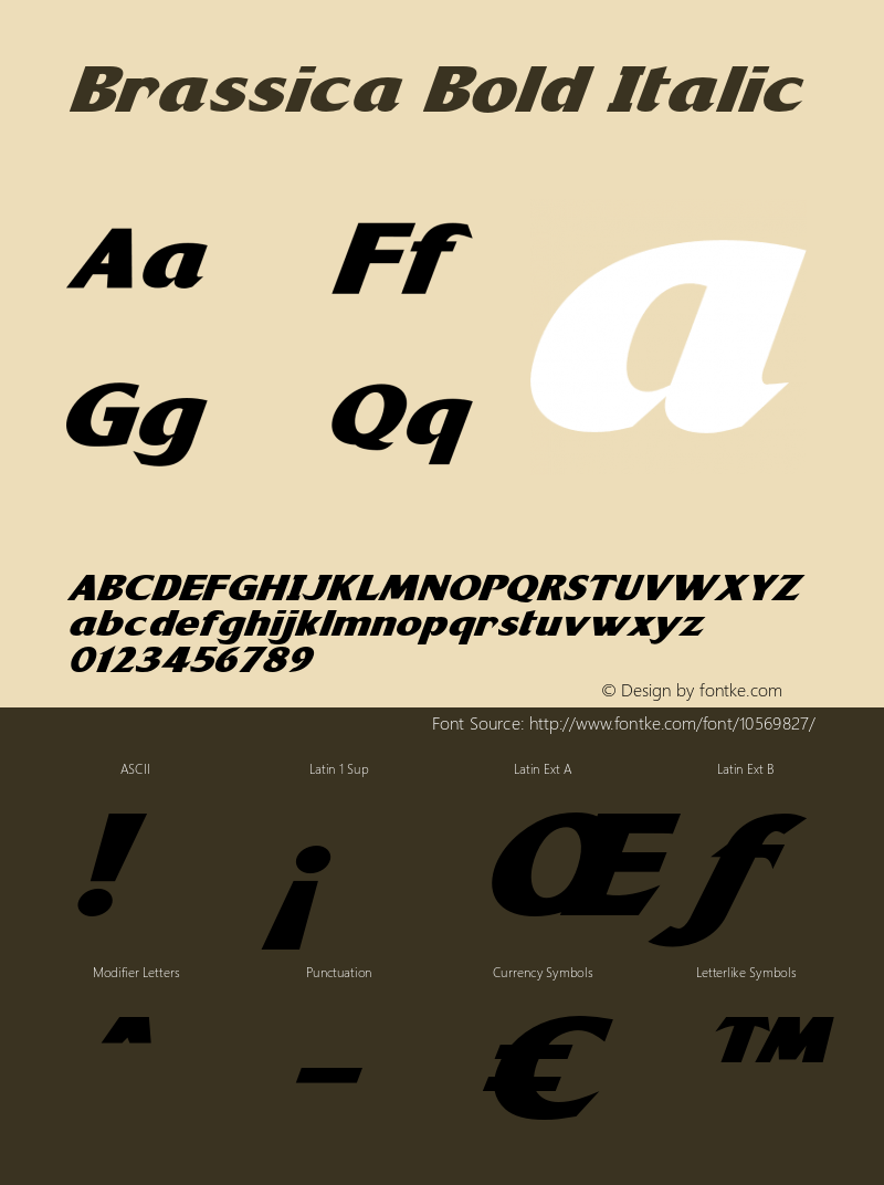 Brassica Bold Italic Version 1.000图片样张