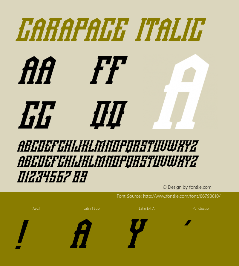 Carapace Italic Version 1.001;Fontself Maker 3.5.4图片样张