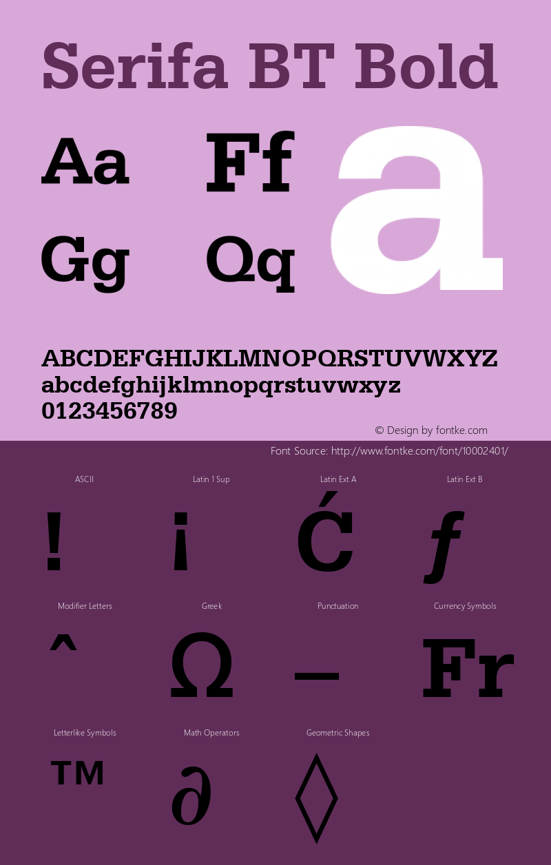 Serifa BT Bold mfgpctt-v4.4 Jan 1 1999图片样张