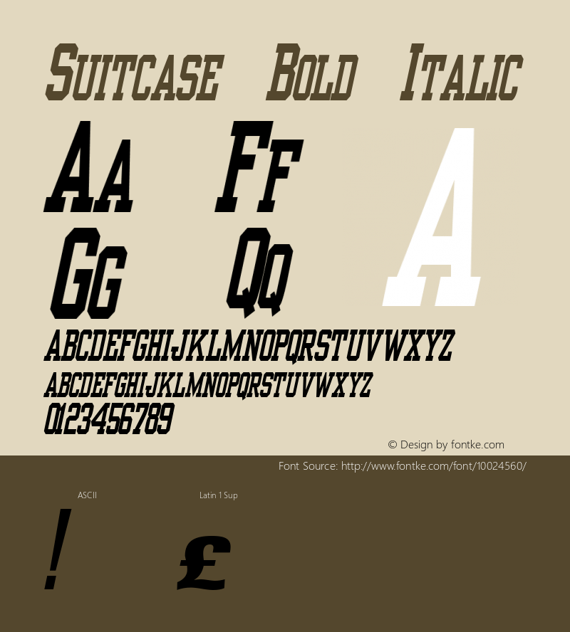 Suitcase Bold Italic Unknown图片样张