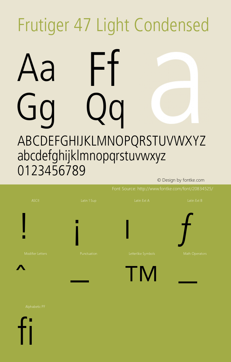 Frutiger 47 Light Condensed 001.000图片样张