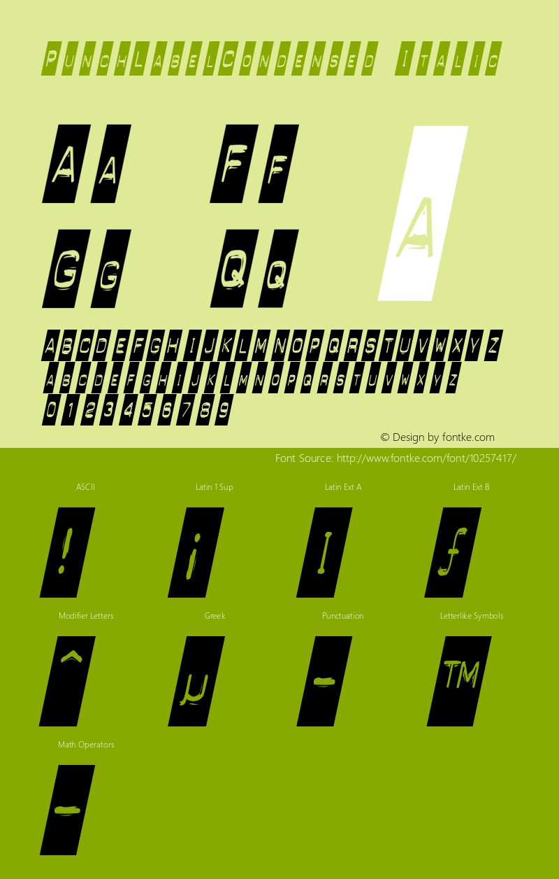 PunchLabelCondensed Italic Rev. 003.000图片样张