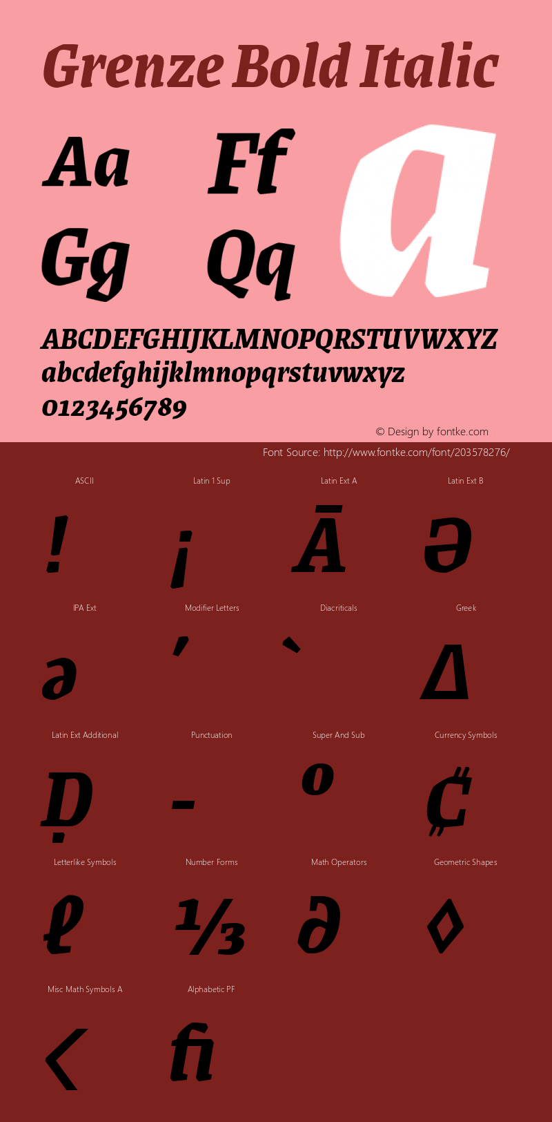 Grenze Bold Italic Version 1.002; ttfautohint (v1.8)图片样张