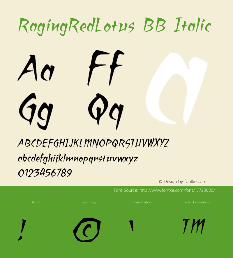 RagingRedLotus BB Italic Version 1.000图片样张