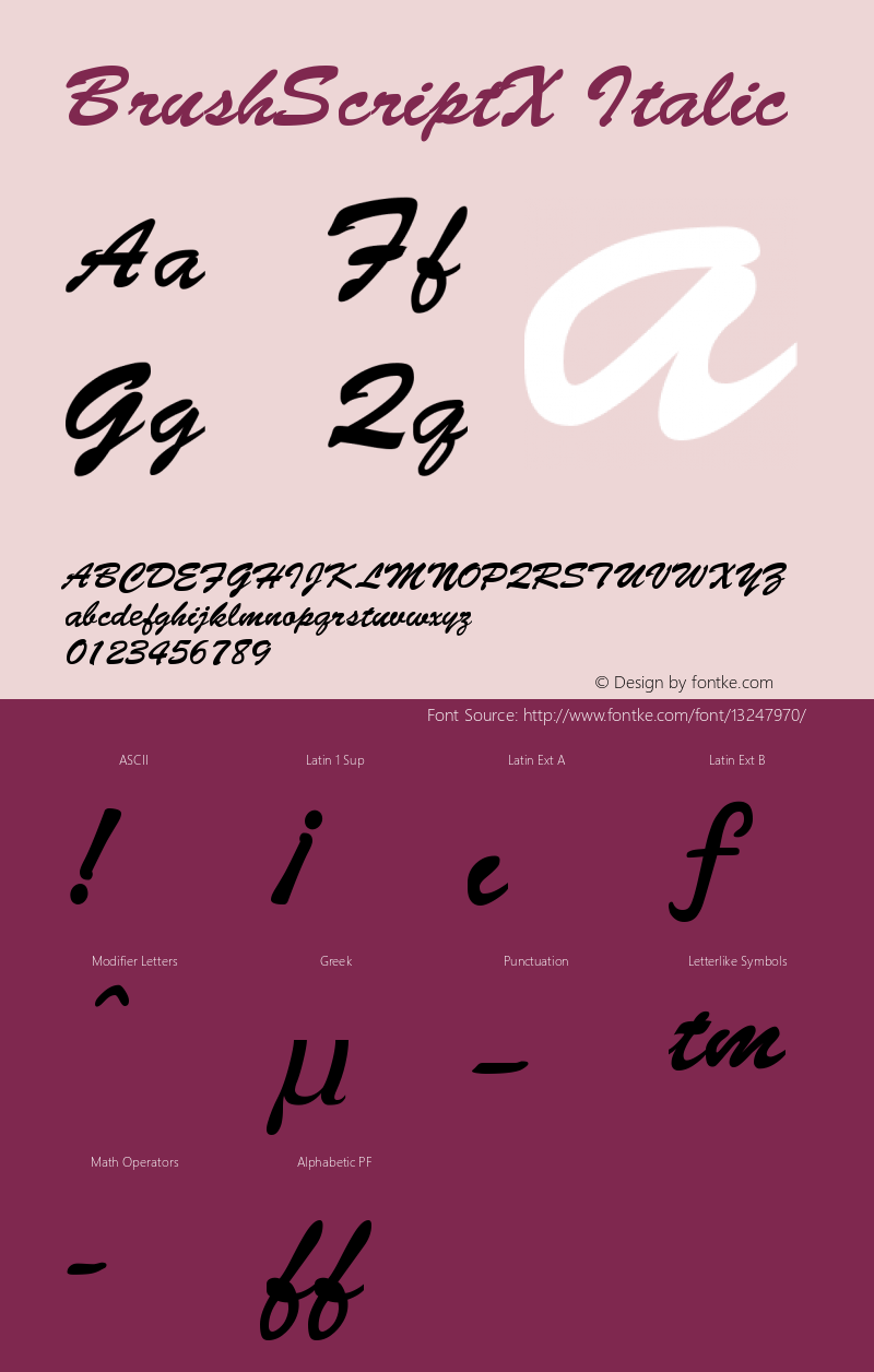 BrushScriptX Italic Version 002.000图片样张