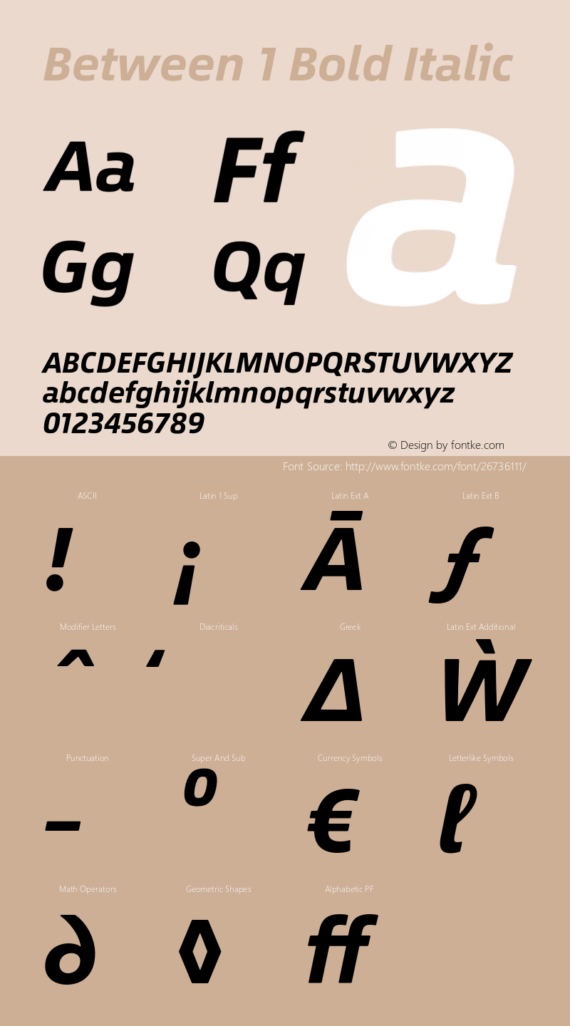 Between 1 Bold Italic Version 1.00图片样张