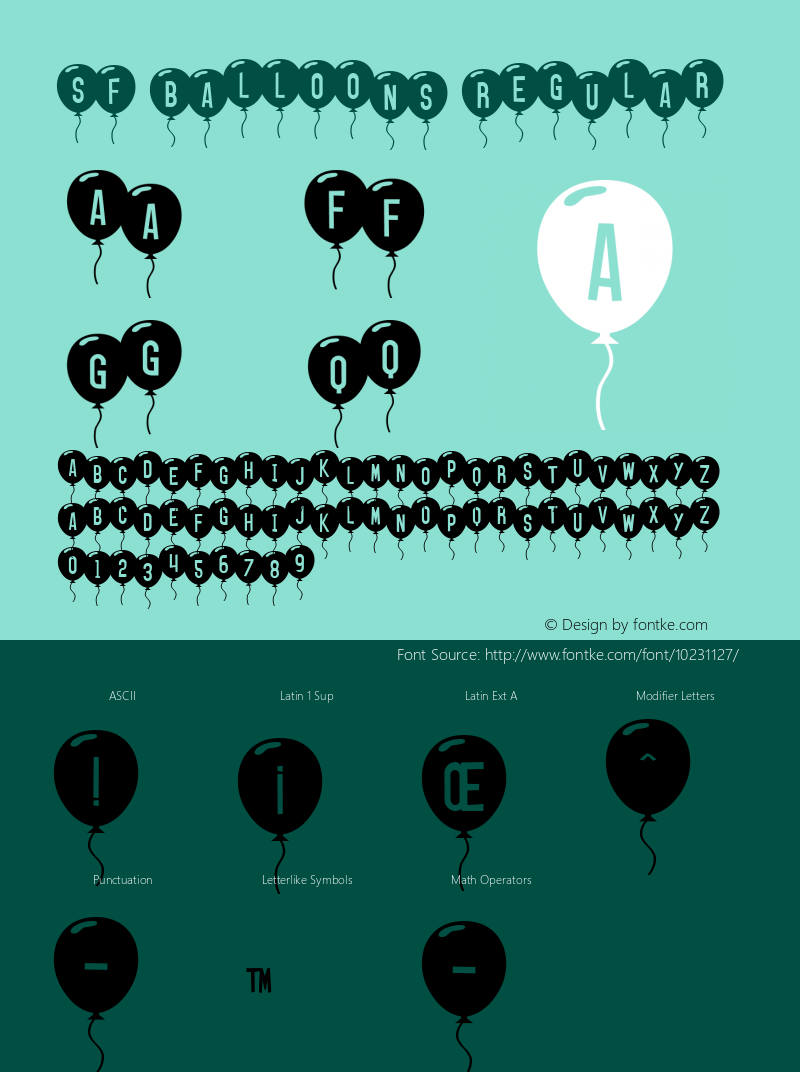 SF Balloons Regular v1.0 - 08/29/99图片样张