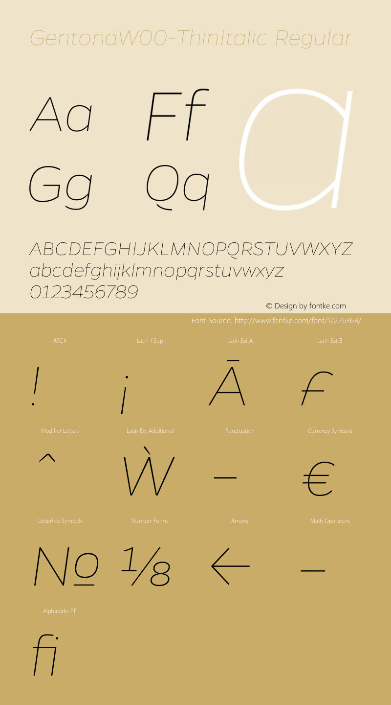 GentonaW00-ThinItalic Regular Version 1.10图片样张