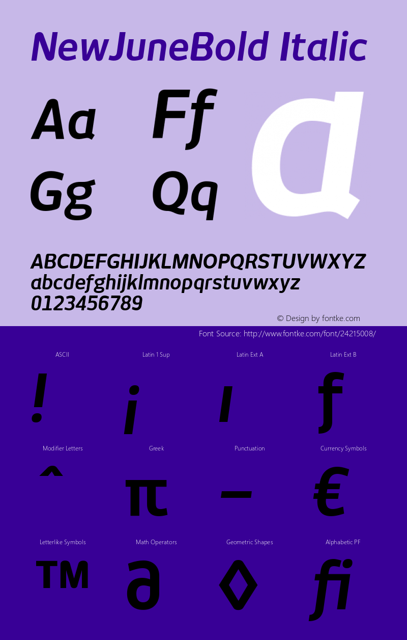 NewJuneBold-Italic Version 2.0图片样张