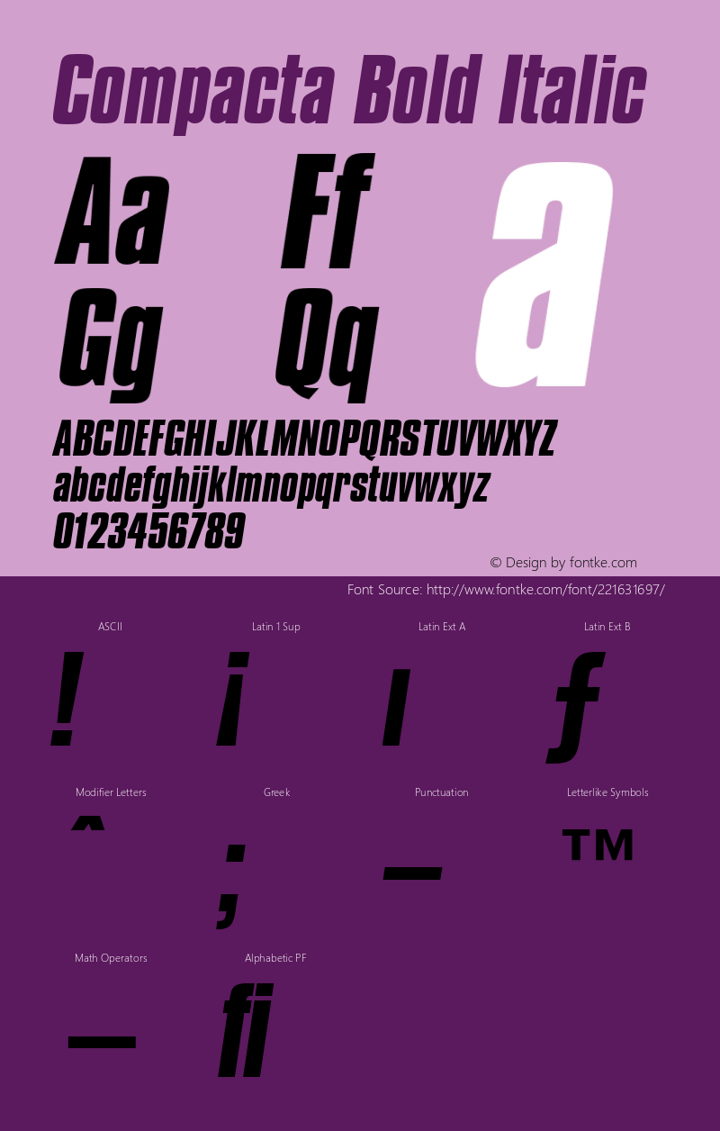 Compacta Bold Italic Version 2.0-1.0图片样张