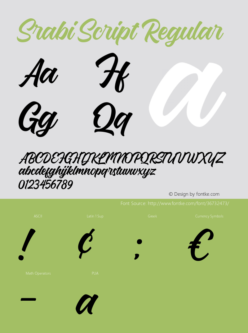 Srabi Script Version 1.00;August 5, 2019;FontCreator 11.5.0.2421 64-bit图片样张