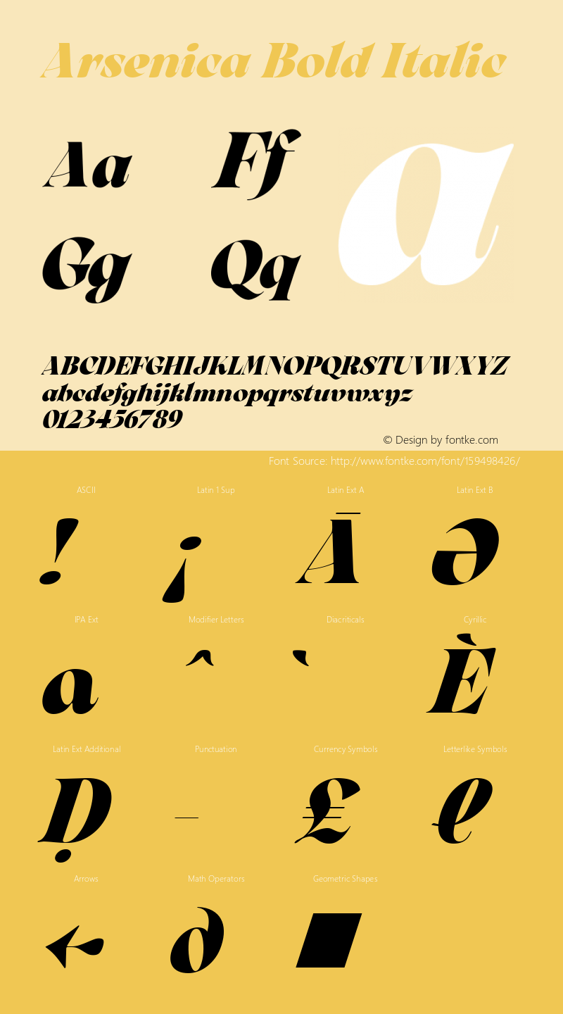 Arsenica Bold Italic Version 0.003;hotconv 1.0.109;makeotfexe 2.5.65596图片样张