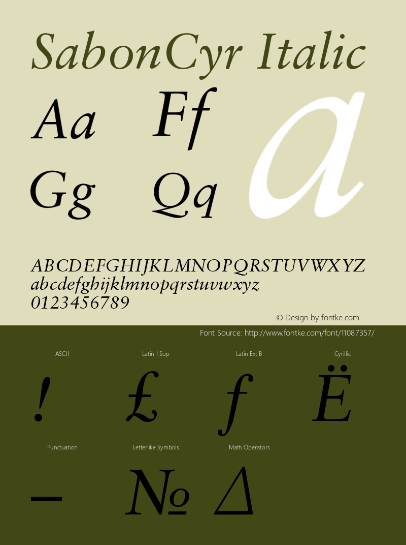 SabonCyr Italic Version 001.000图片样张