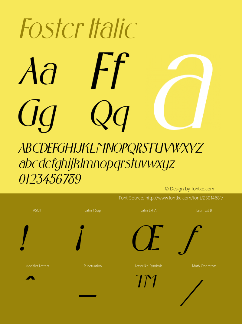 Foster Italic W.S.I. Int'l v1.1 for GSP: 6/20/95图片样张