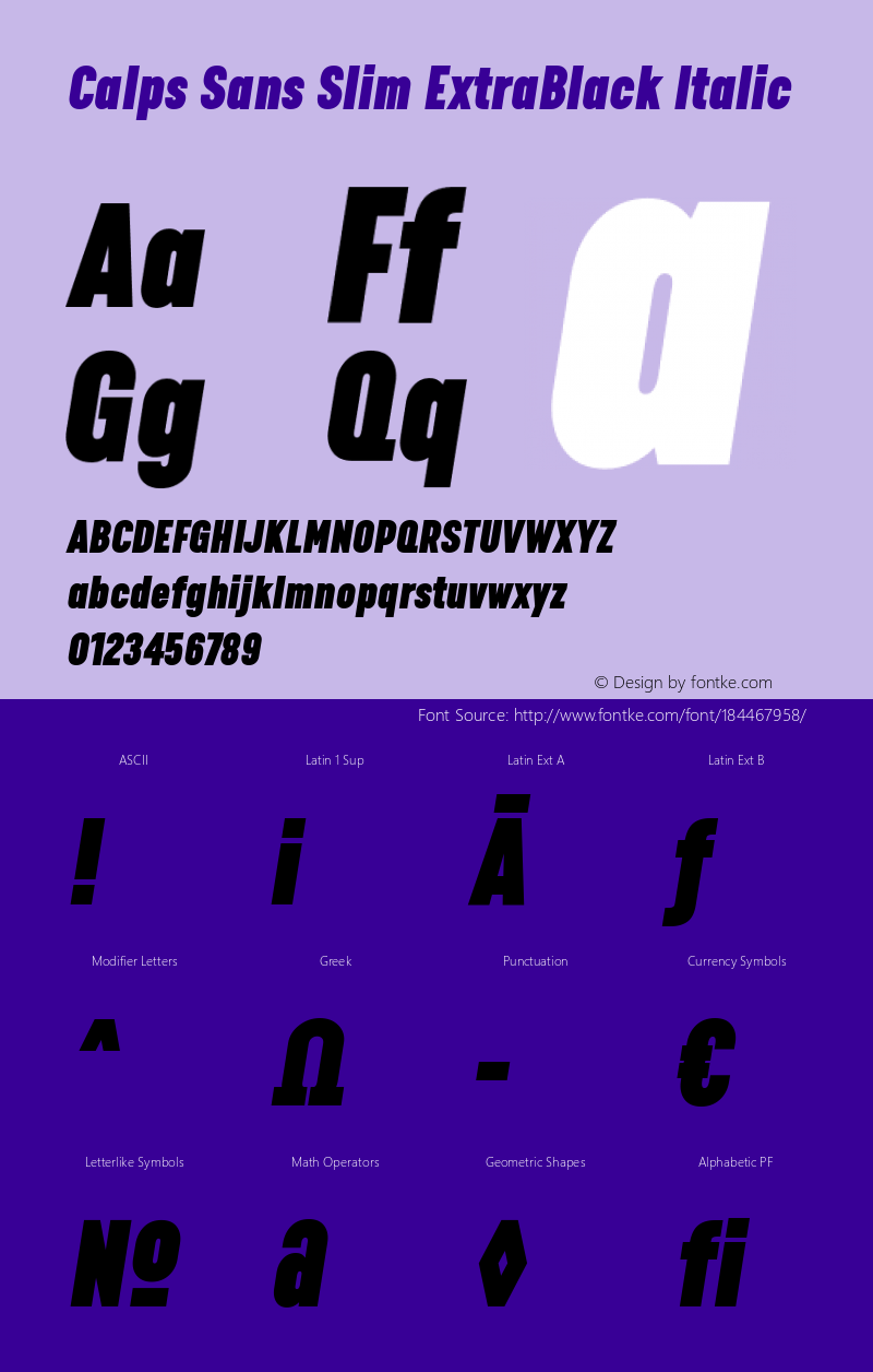 CalpsSansSlim-ExtraBlackItalic Version 1.0 | wf-rip DC20180715图片样张