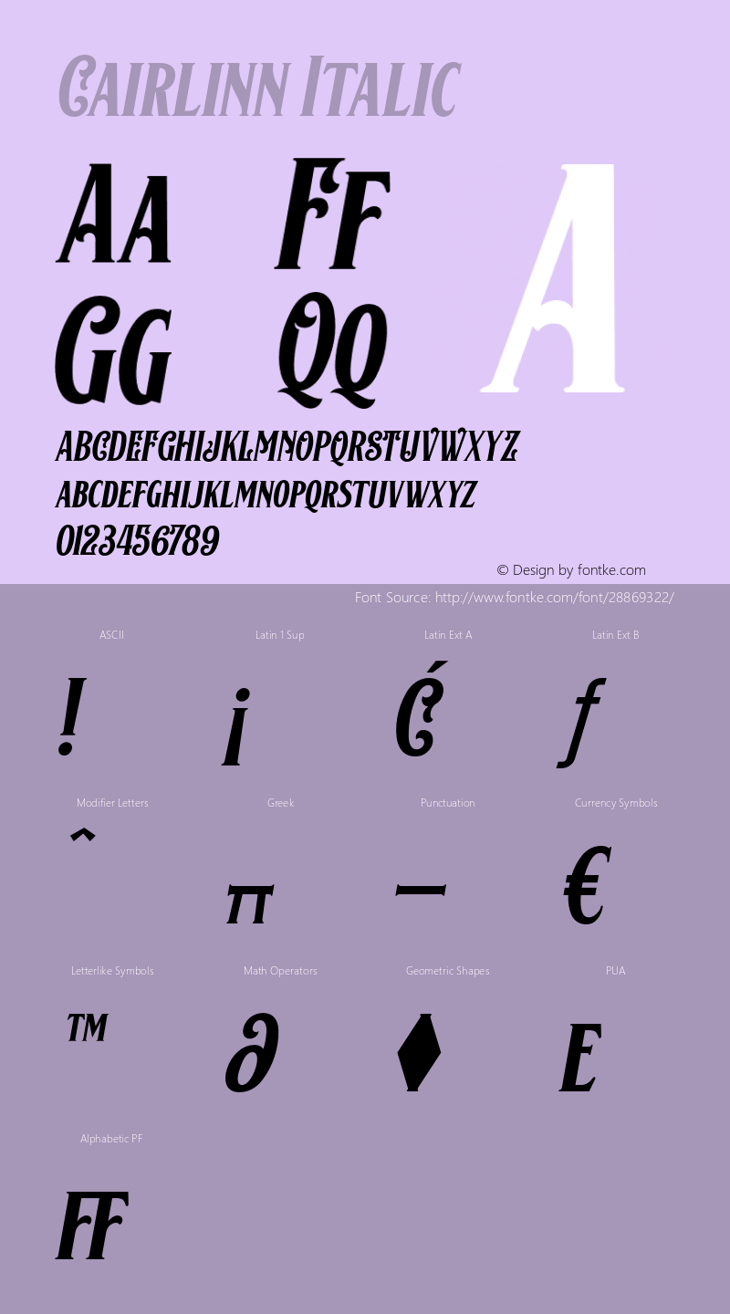 Cairlinn-Italic Version 1.000图片样张