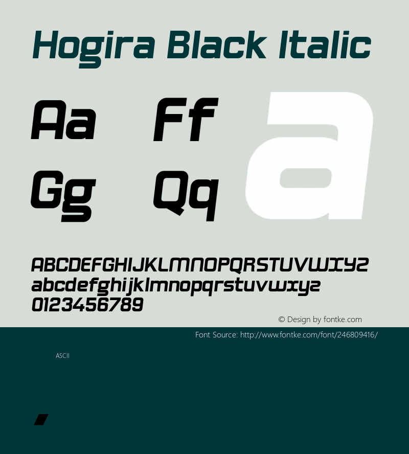 Hogira-BlackItalic Version 1.000图片样张