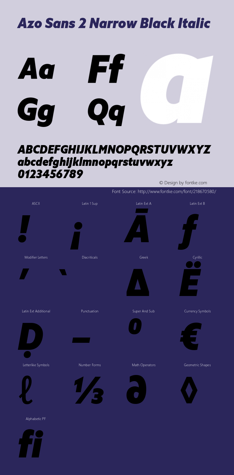 Azo Sans 2 Narrow  Black Italic Version 2.003图片样张