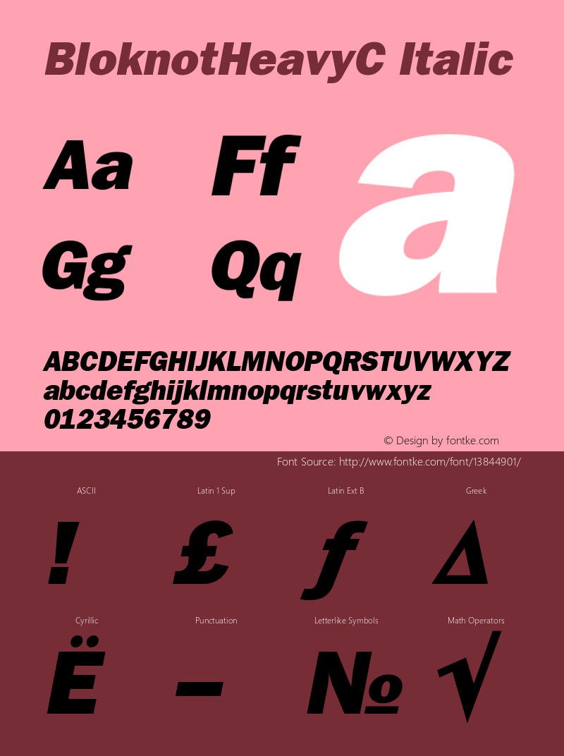 BloknotHeavyC Italic Version 001.000图片样张